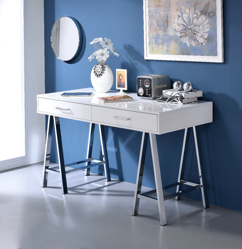 Coleen White Writing Desk W/USB - Ornate Home