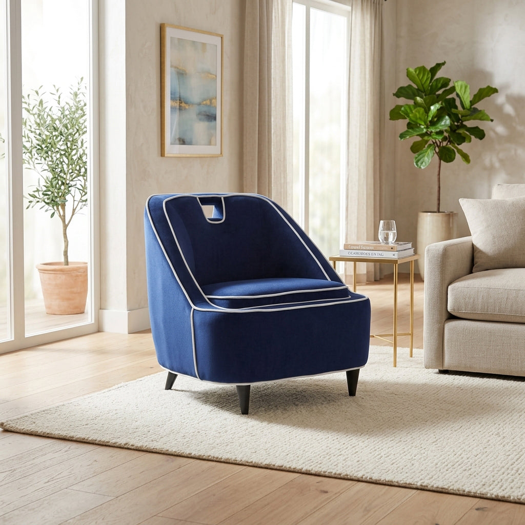 Bay Park Dark Blue/White Two-Toned Accent Chair