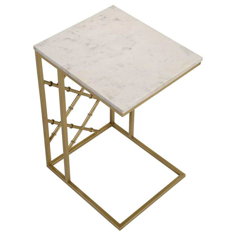 Angeliki Antique Gold & White Accent Table w/ Marble Top - Ornate Home