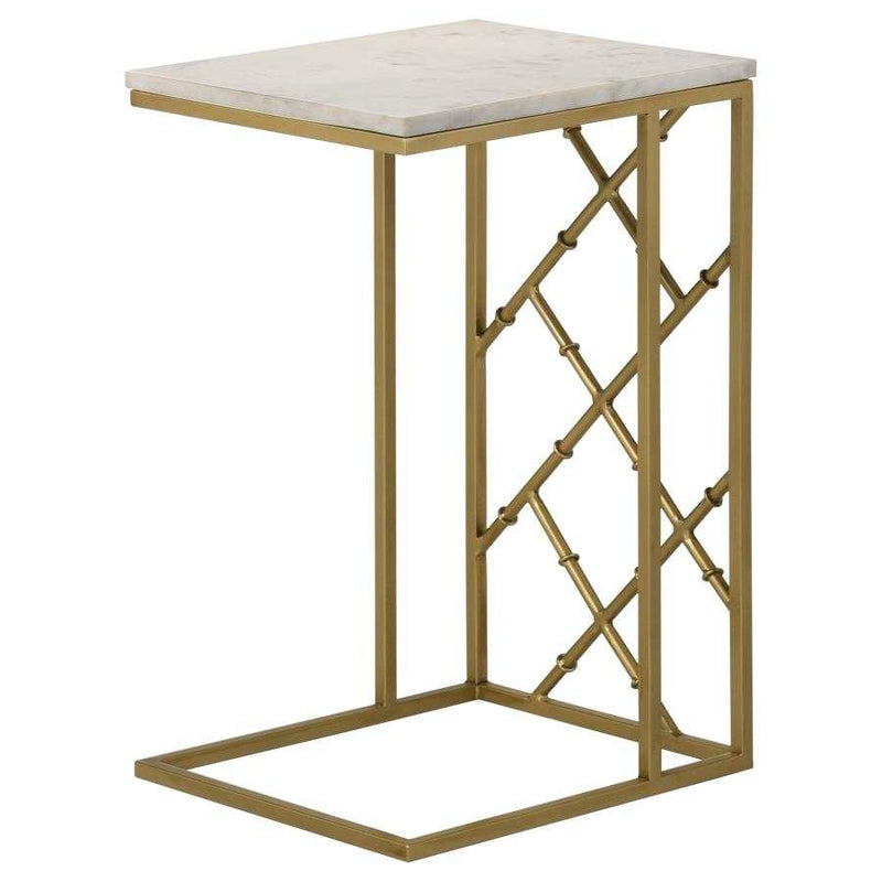 Angeliki Antique Gold & White Accent Table w/ Marble Top - Ornate Home