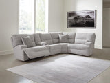 Acklen Place Pewter 5-Piece Power Reclining Sectional with Storage Console