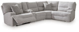 Acklen Place Pewter 5-Piece Power Reclining Sectional with Storage Console