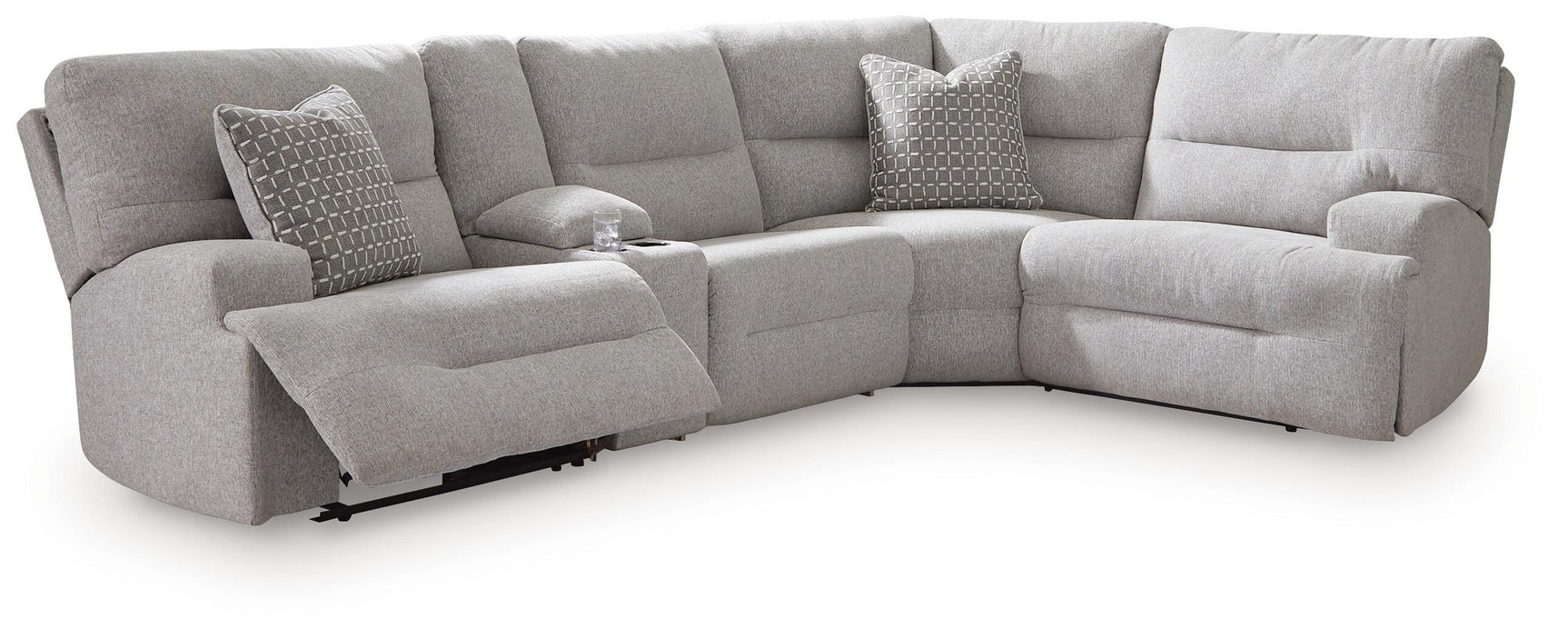 Acklen Place Pewter 5-Piece Power Reclining Sectional with Storage Console