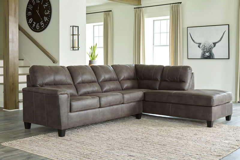 Navi Smoke 2pc Queen Sleeper Sectional w/ Chaise - Ornate Home