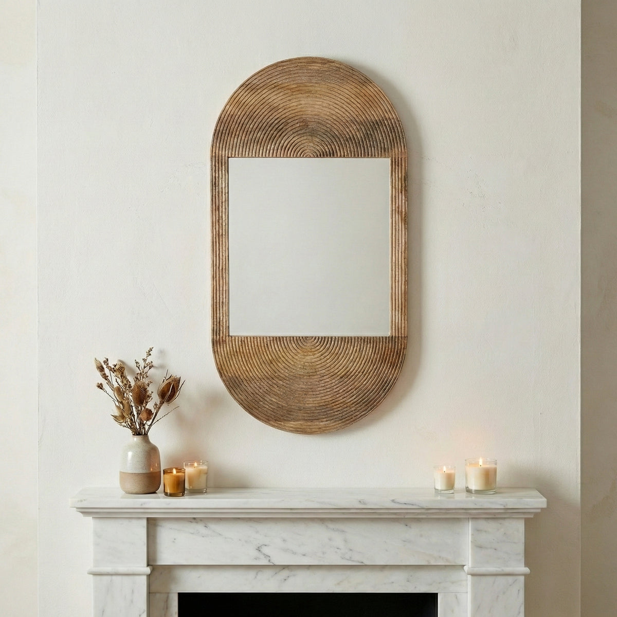 Santa Ysabel Brown Wood Oval Mirror
