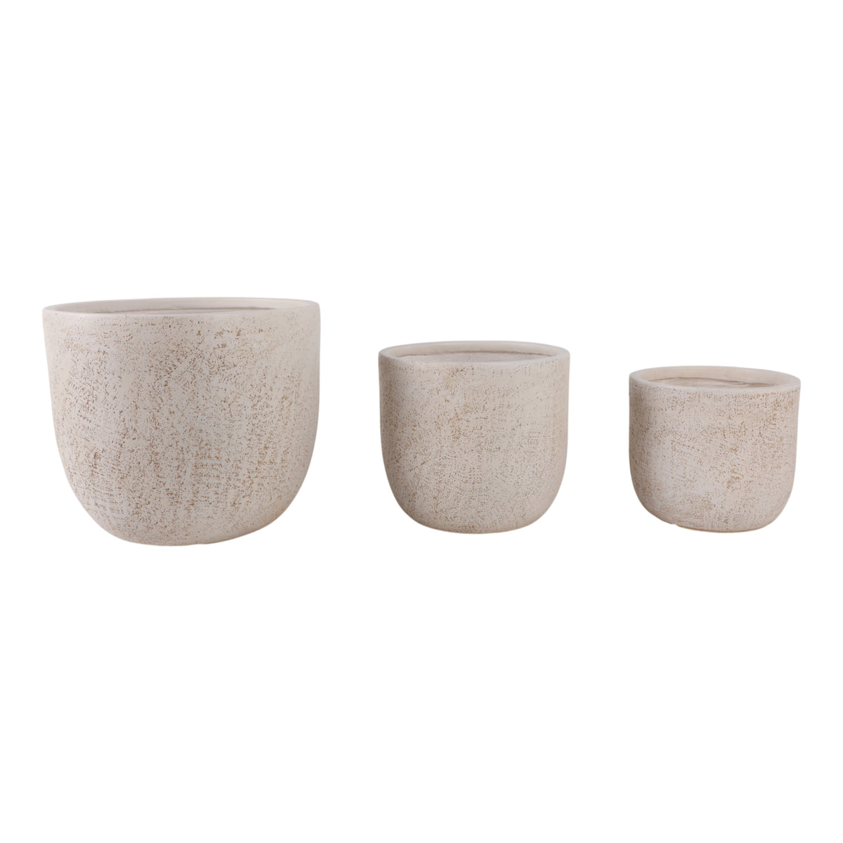 Calexico Ivory Cement Texture Resin Planters (Set of 3) - 22136EC