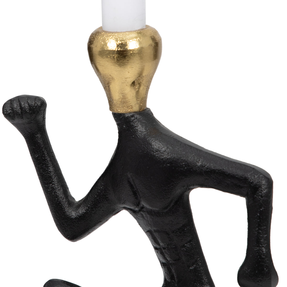 Sorroca Gold/Black Metal Running Man Taper Candle Holder