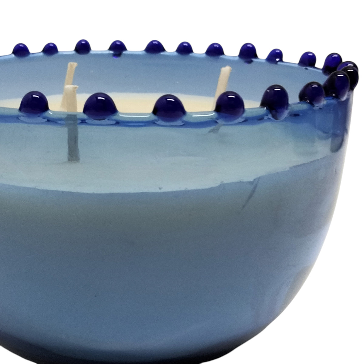 Mendocino Blue Jasmine Beaded Trim Candle