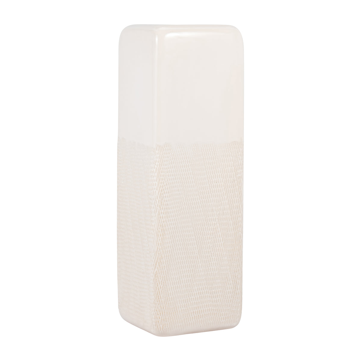 Coromar Ivory Ceramic Squared Grooved Vase