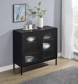 Jess Black 2-door Arched Fluted Glass Accent Cabinet - Ornate Home