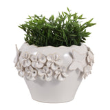 Calgro Ivory Floral Applique Planter with Butterfly