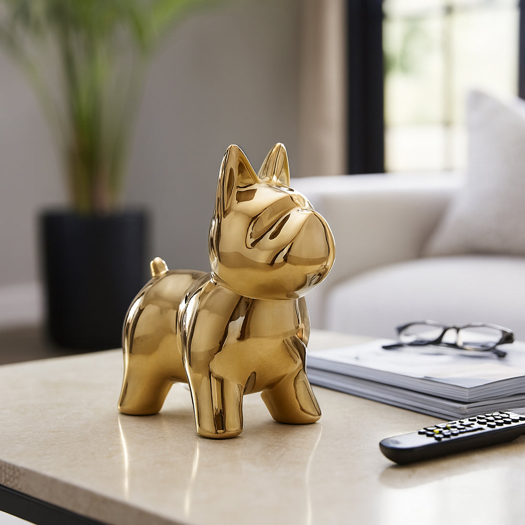 Vinvale Gold Ceramic Dog Table Decor