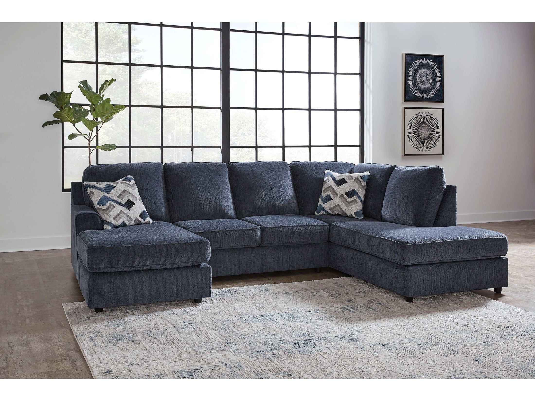 Albar Place Cobalt 2pc Sectional w/ RAF Corner Chaise - Ornate Home