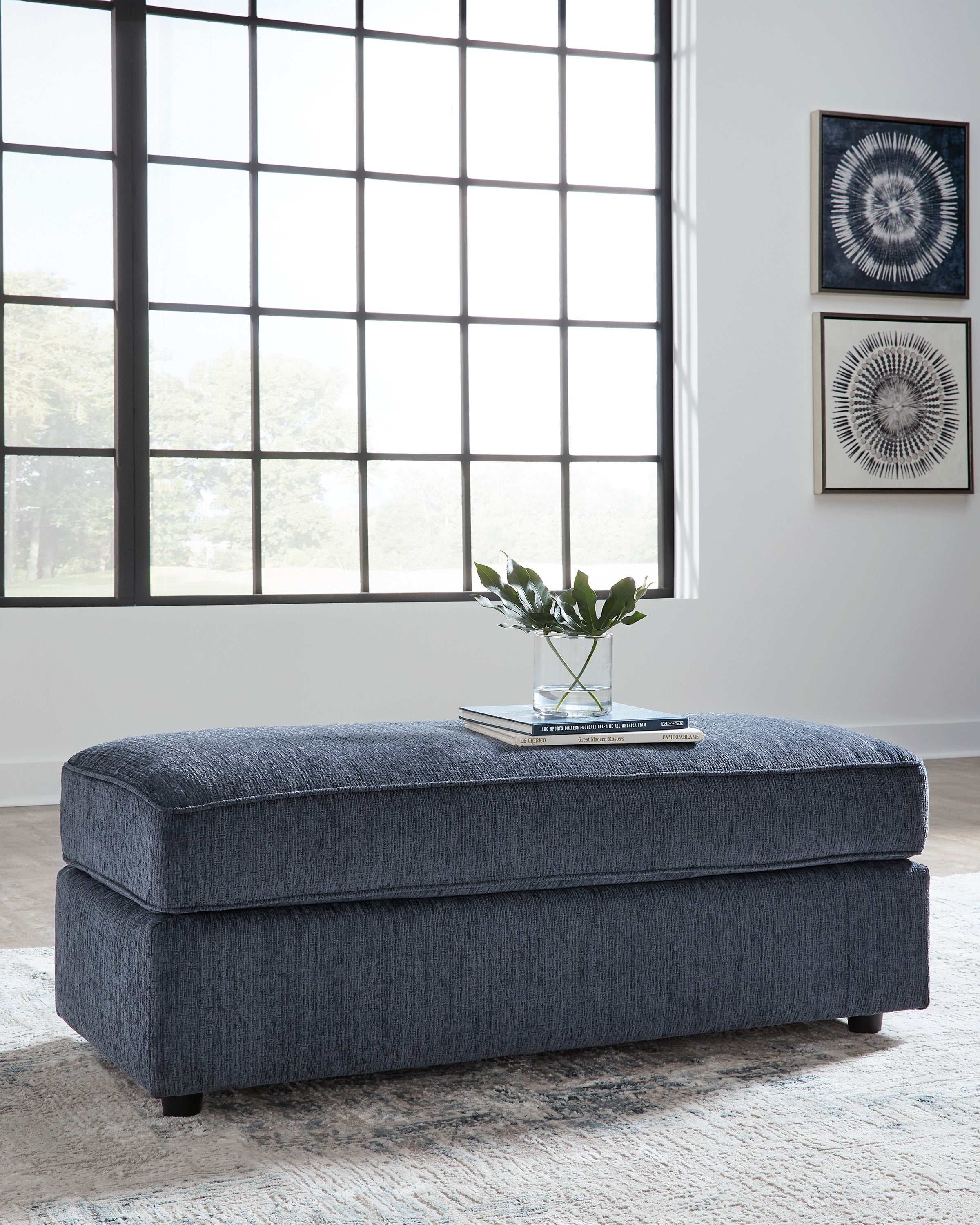 Albar Place Cobalt Oversized Accent Ottoman - Ornate Home