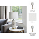 Lonsmith Cream/Gold Dahlia Flower Applique Table Lamp