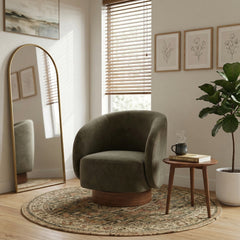 Curtis Green/Brown Swivel Accent Chair