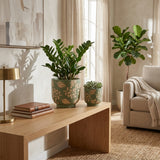 Branscomb Green/Tan Hand Painted Leaves Planters (Set of 2)