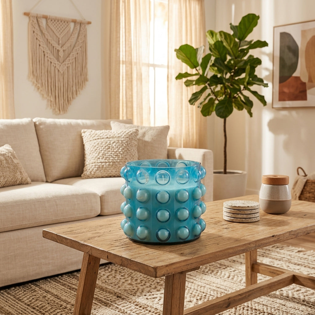 Requa Blue Glass Bubble Candle