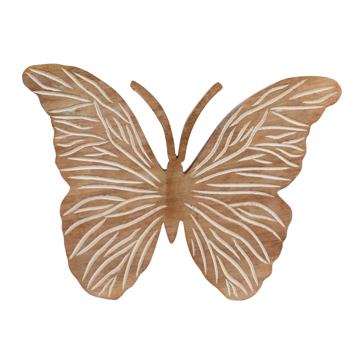 Hooper White/Natural Large Distressed Wood Butterfly