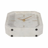 Valestone White/Gold Large Marble Octagon Clock