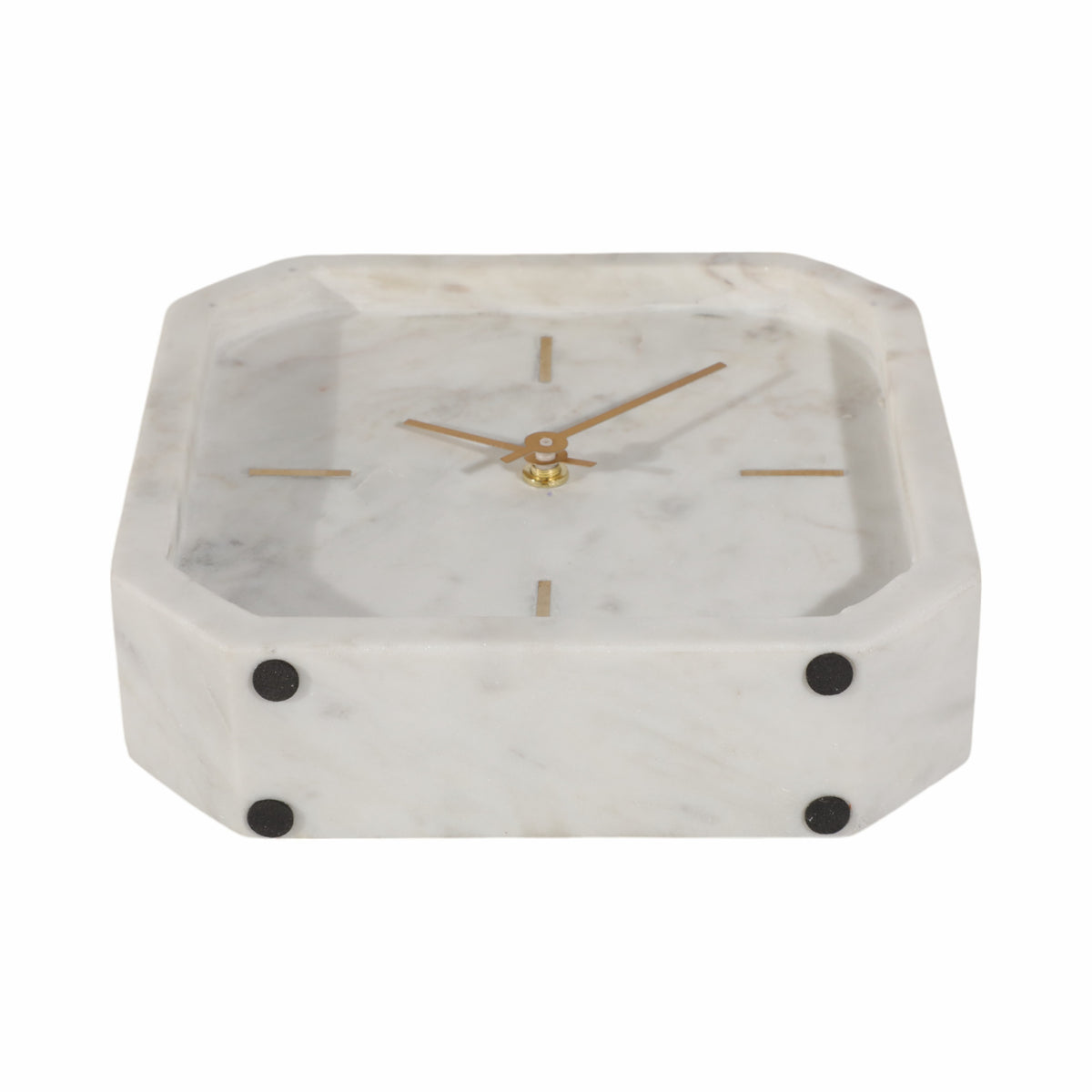 Valestone White/Gold Large Marble Octagon Clock