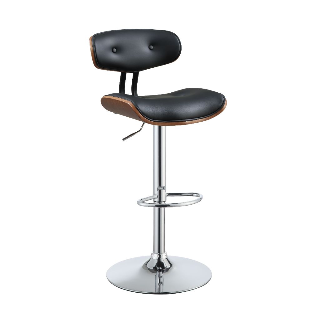 Camila Black  & Walnut Adjustable Stool W/Swivel - Ornate Home