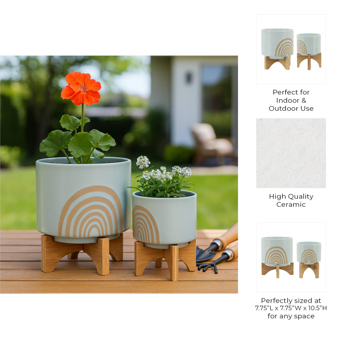 Lovelock Mint Arch Planters with Stand (Set of 2)