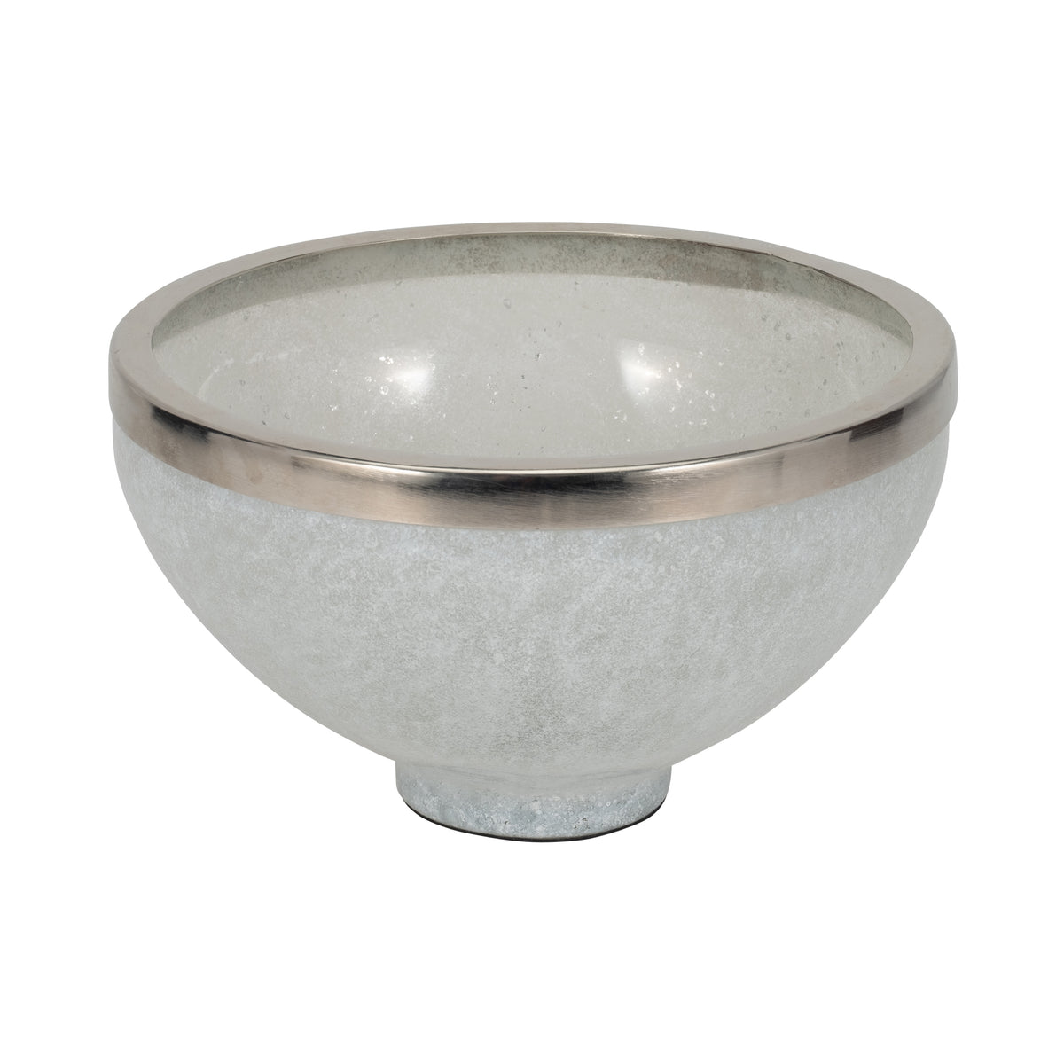 Van Nuys White Glass Bowl with Ring Decor