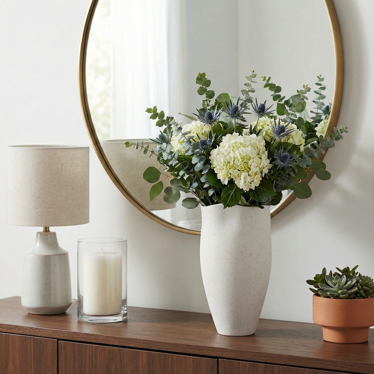 Kelseyland White Textured Organic Vase with Reactive Inside