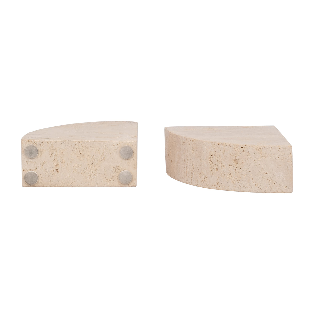 Lucca Tan Travertine Half Dome Bookends (Set of 2)