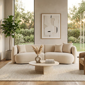 La Crescenta Ivory/Beige 4-Seat Curved Sofa