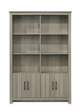 Nyla Gray Oak 47"W Bookcase with Cabinet Doors
