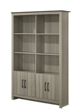 Nyla Gray Oak 47"W Bookcase with Cabinet Doors