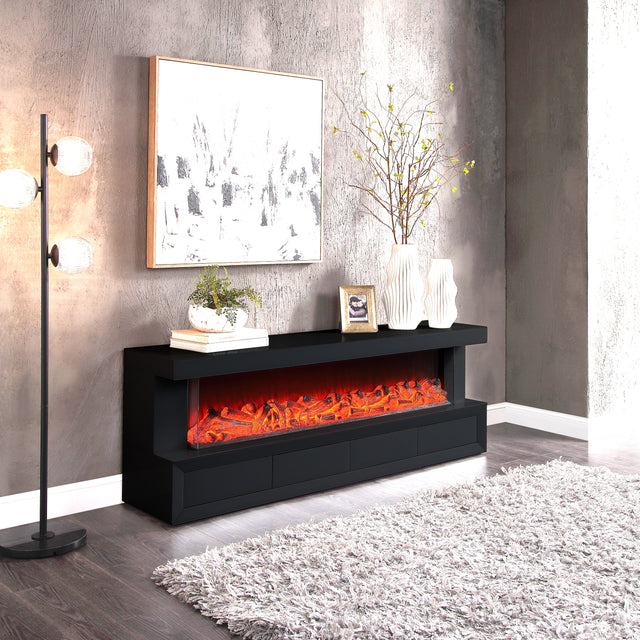 Dorian Black 70.5"W Fireplace TV Stand