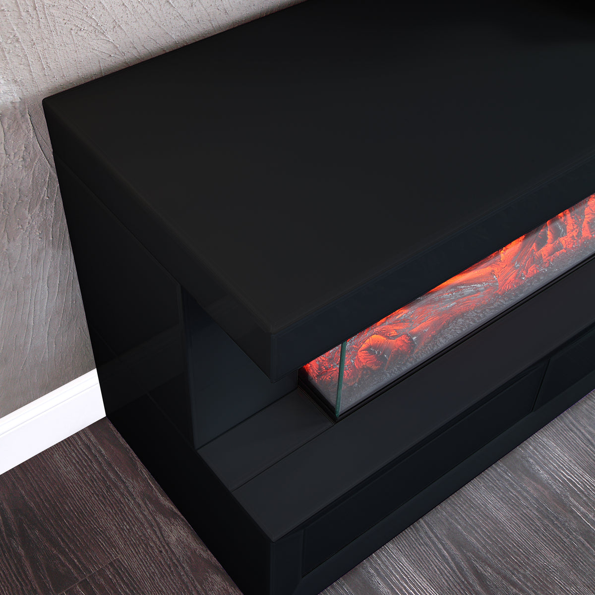 Dorian Black 70.5"W Fireplace TV Stand