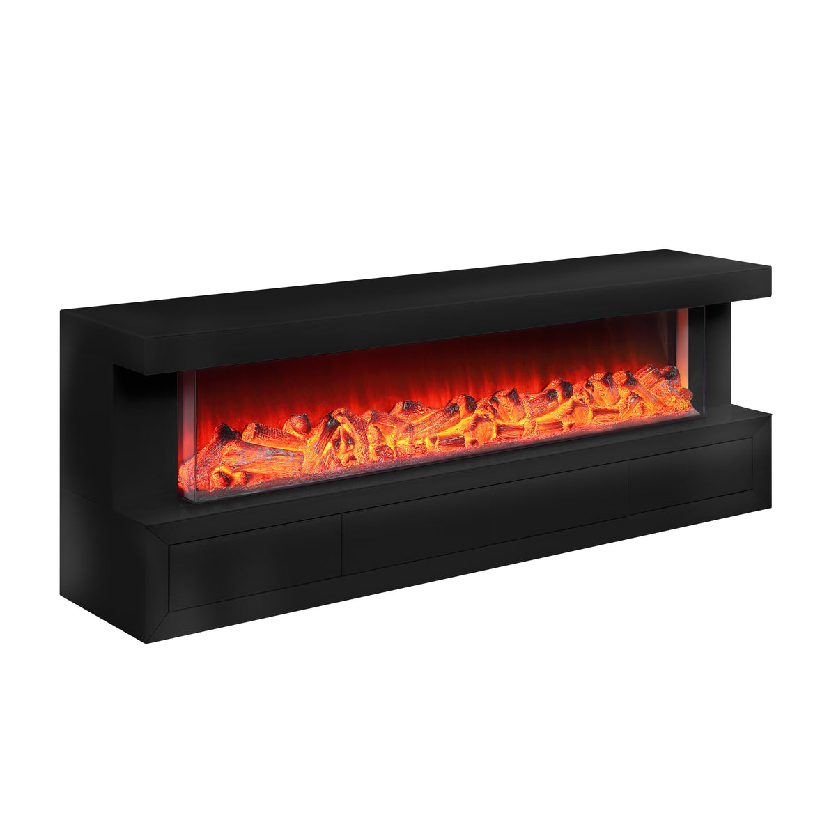 Dorian Black 70.5"W Fireplace TV Stand