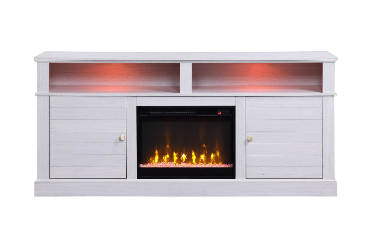 Terra White Walnut 70"W Fireplace TV Stand