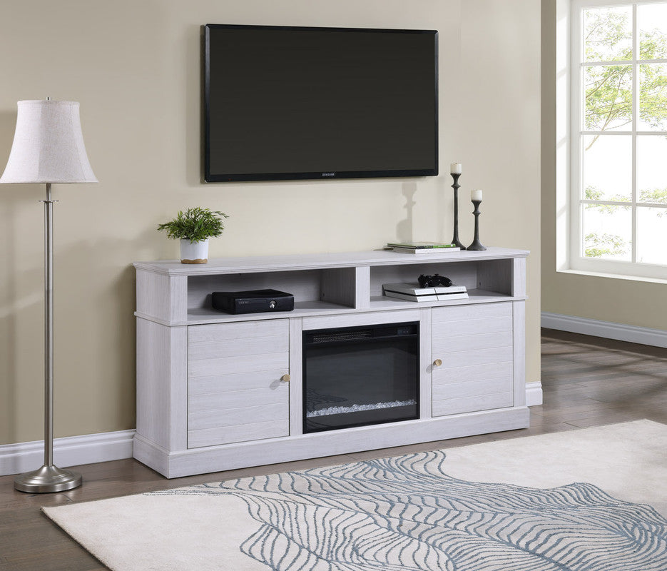 Terra White Walnut 70"W Fireplace TV Stand