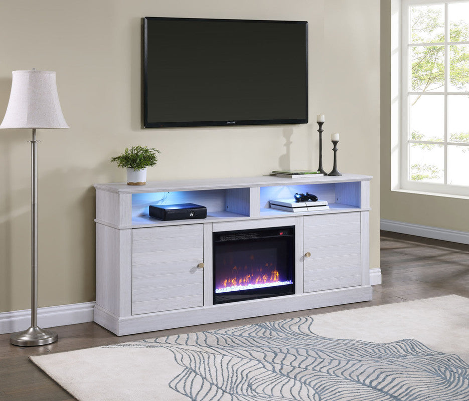 Terra White Walnut 70"W Fireplace TV Stand