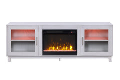 Summit White Walnut 70"W Fireplace TV Stand
