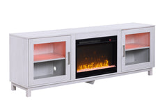 Summit White Walnut 70"W Fireplace TV Stand