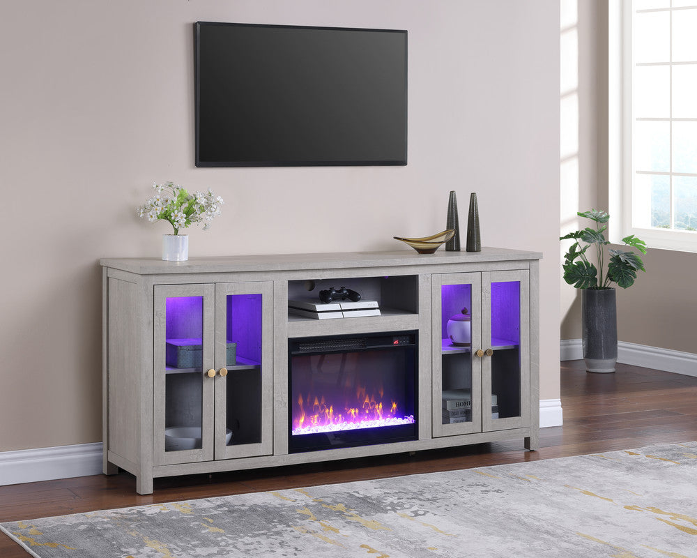 Ellington Light Gray 70"W Fireplace TV Stand