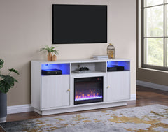 Ambrose White Walnut 70"W Fireplace TV Stand