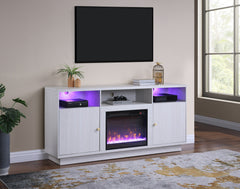 Ambrose White Walnut 70"W Fireplace TV Stand