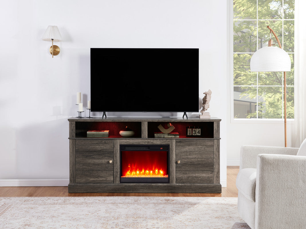 Terra Gray Walnut 70"W Fireplace TV Stand