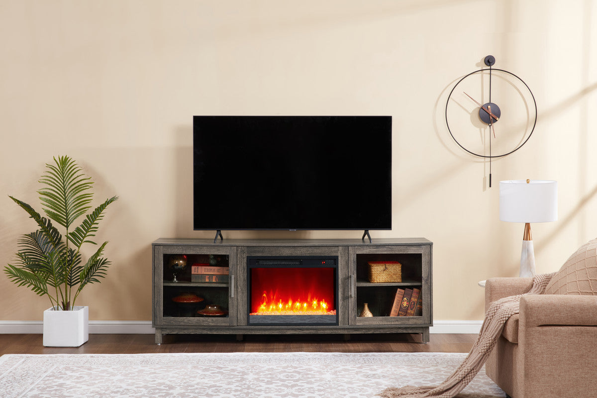 Summit Gray Walnut 70"W Fireplace TV Stand