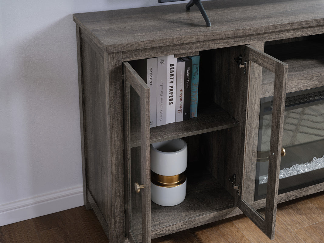 Ellington Gray Walnut 70"W Fireplace TV Stand