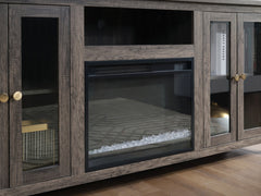Ellington Gray Walnut 70"W Fireplace TV Stand
