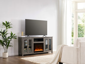 Ellington Gray Walnut 70"W Fireplace TV Stand
