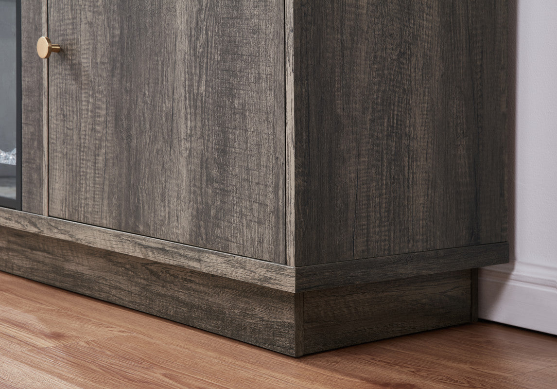 Ambrose Gray Walnut 70"W Fireplace TV Stand